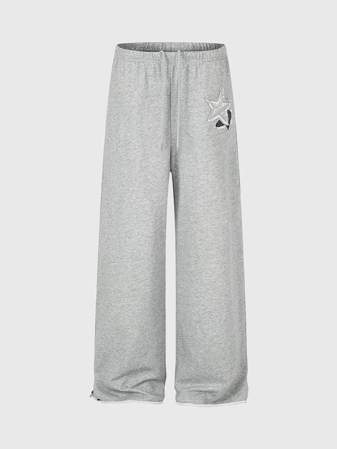 Brick Lane Wide-leg Minimalist Drawstring Sweatpants Maxi Pants - Heather Grey