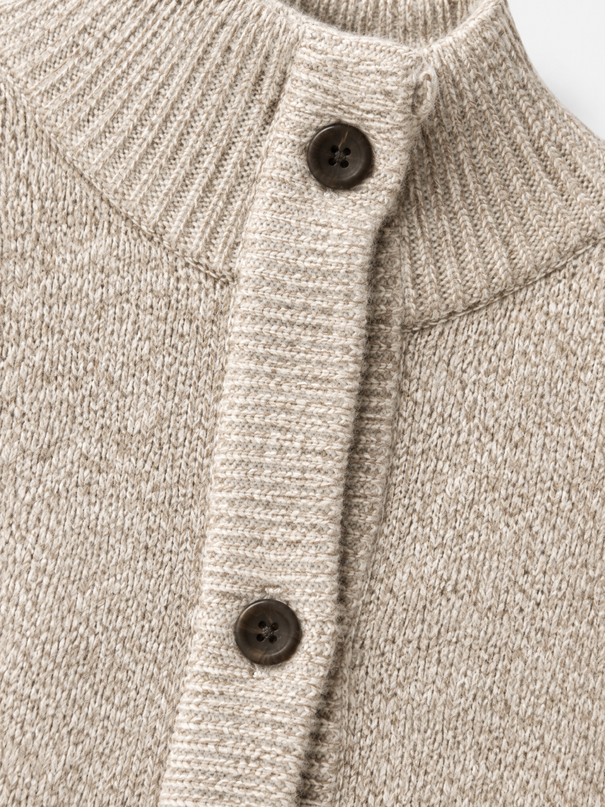 Brick Lane Contrast Collar Button-Up Knit Cardigan - Oatmeal