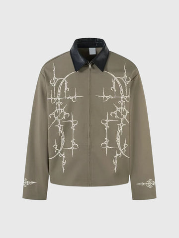 Co-ed Dorm Baggy Seamed Workwear Jacket - Brown