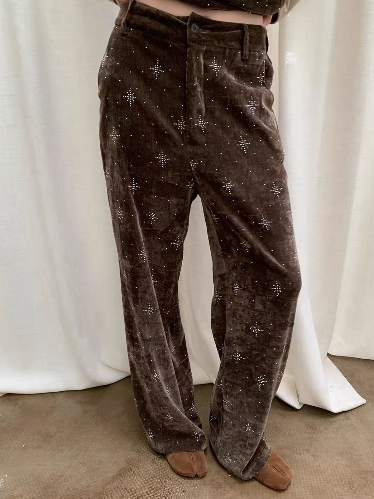 Brick Lane Asymmetric Flap Overlay Wide-Leg Maxi Pants - Brown