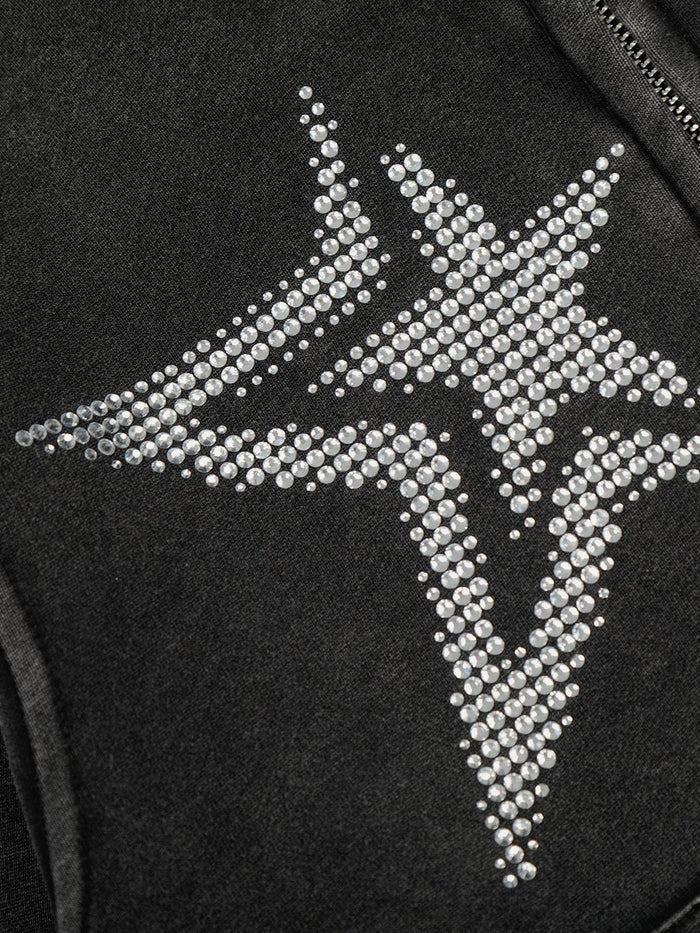 American Club Baggy Star Graphic Hooded Top - Black