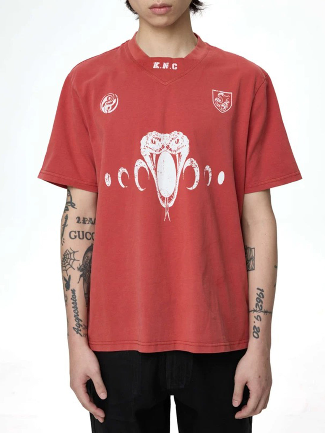 Co-ed Dorm Baggy Sheep Skull Number 25 Tee - Red