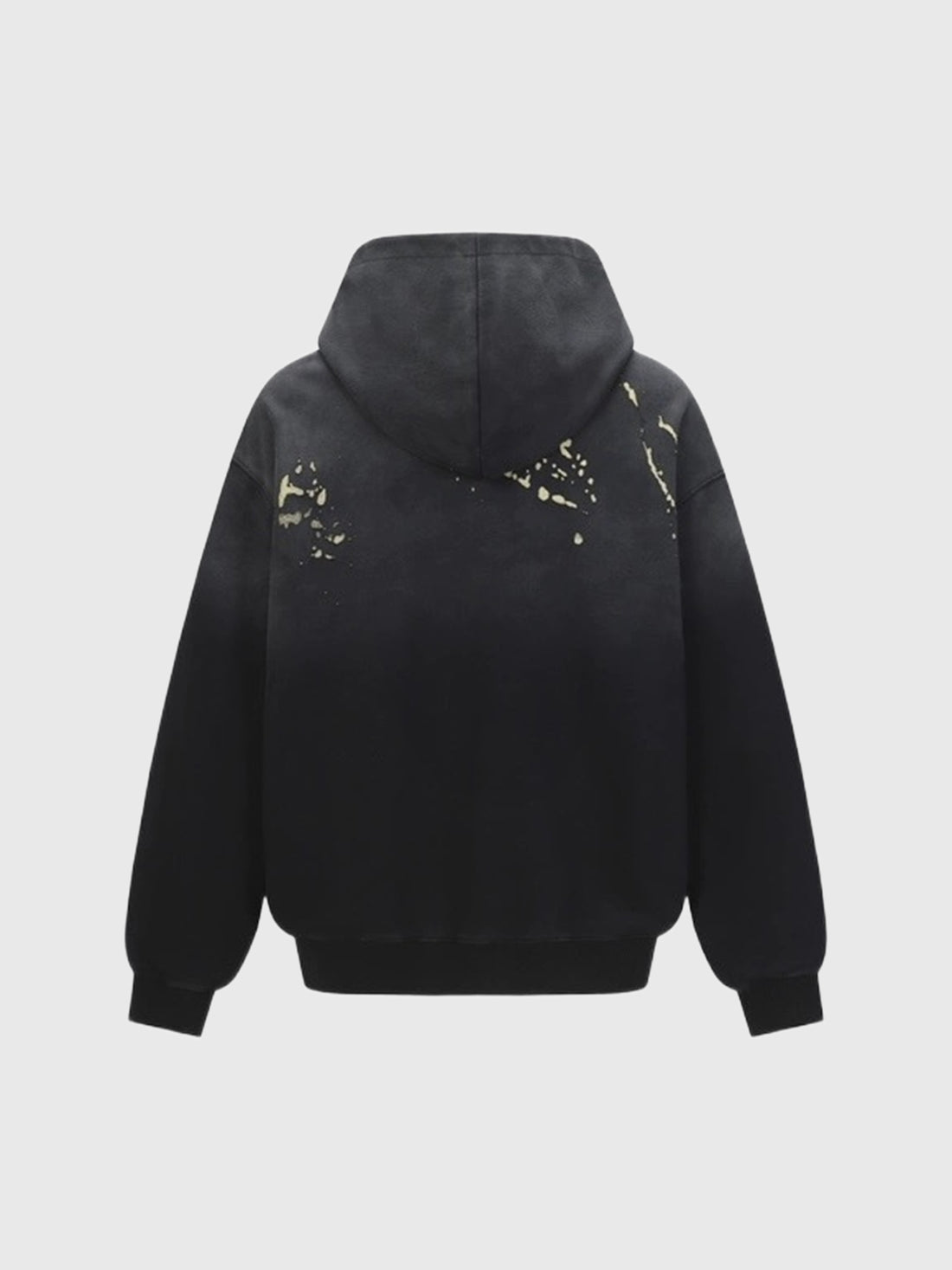 Co-ed Dorm Baggy Contrast Color Graphic Hoodie - Black