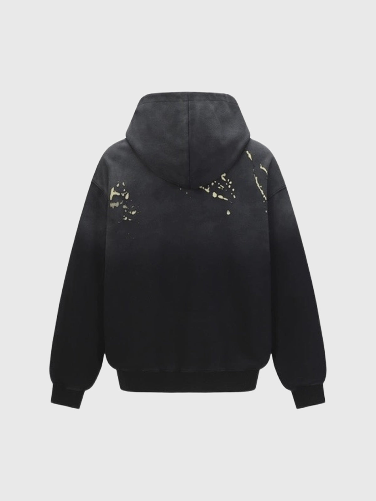 Co-ed Dorm Baggy Contrast Color Graphic Hoodie - Black