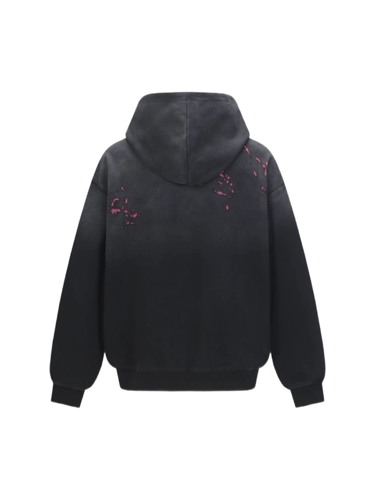 Co-ed Dorm Baggy Contrast Color Graphic Hoodie - Black