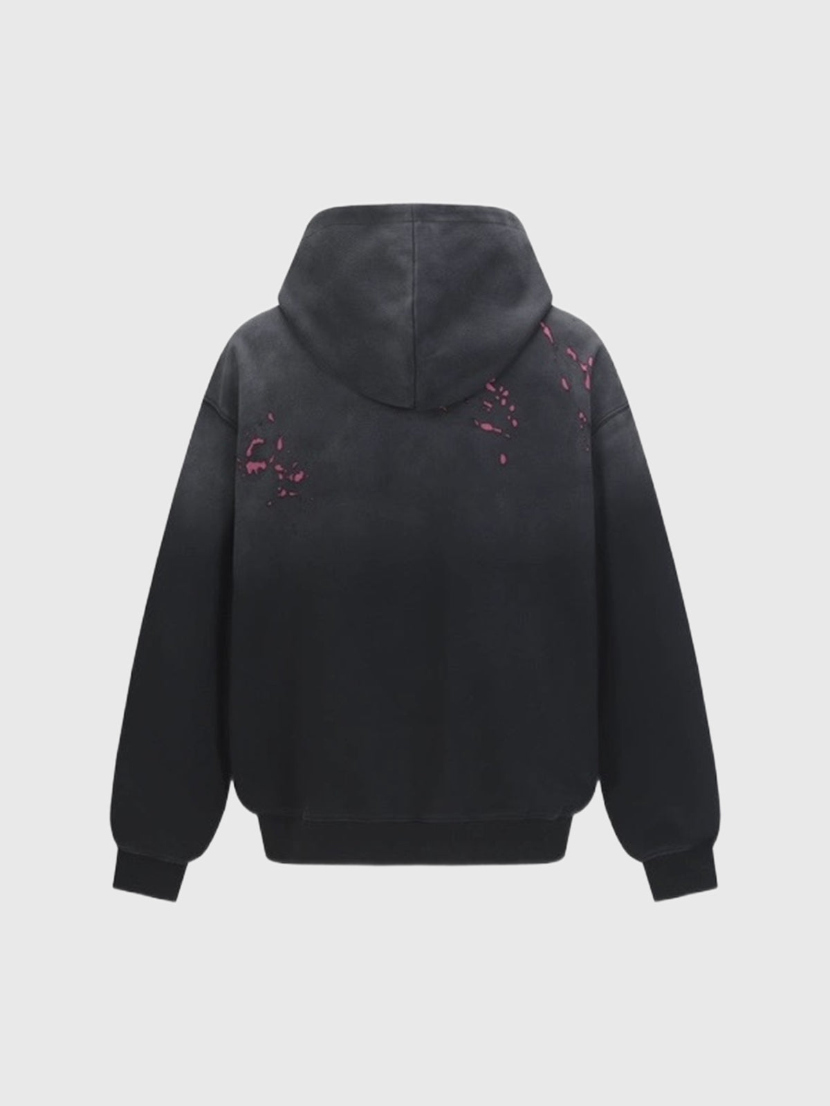 Co-ed Dorm Baggy Contrast Color Graphic Hoodie - Black