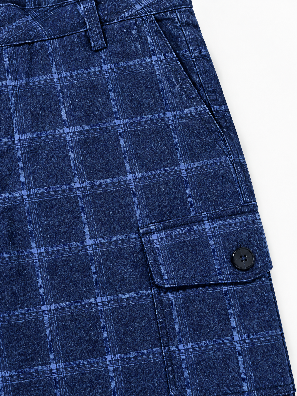 Brick Lane Plaid Pattern Relaxed Shorts - Blue