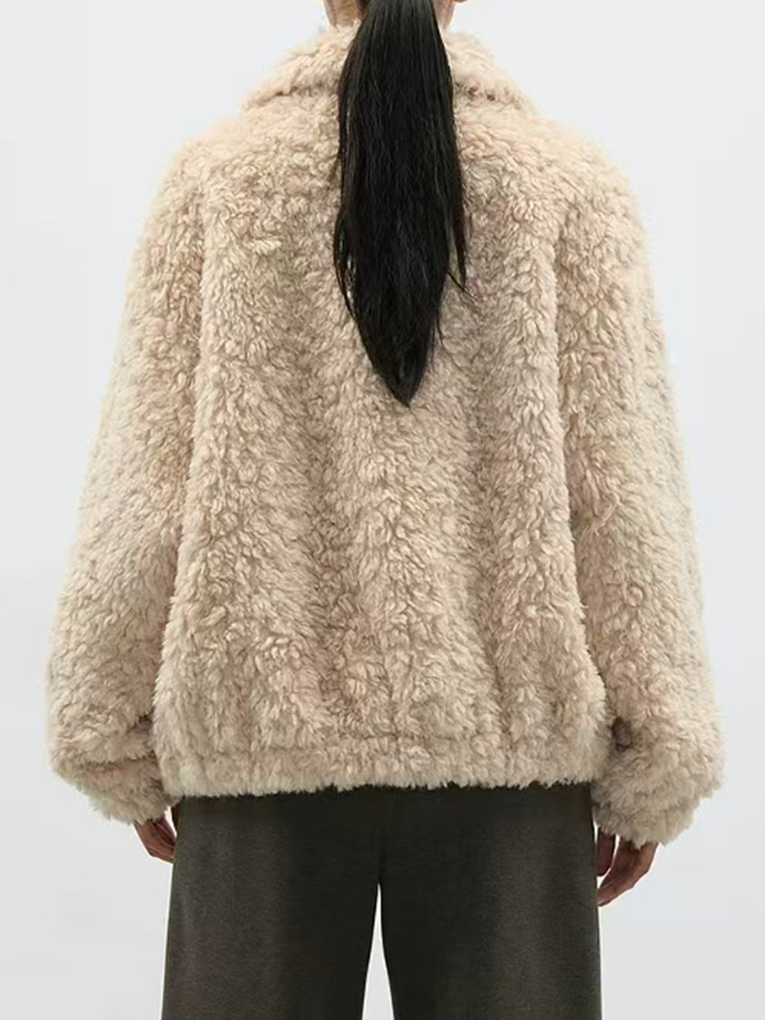 Brick Lane Baggy Leopard Patchwork Faux Fur Jacket Outwear - Beige