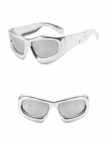 Brick Lane Y2K Futuristic Wrap Around Shield Sunglasses - White
