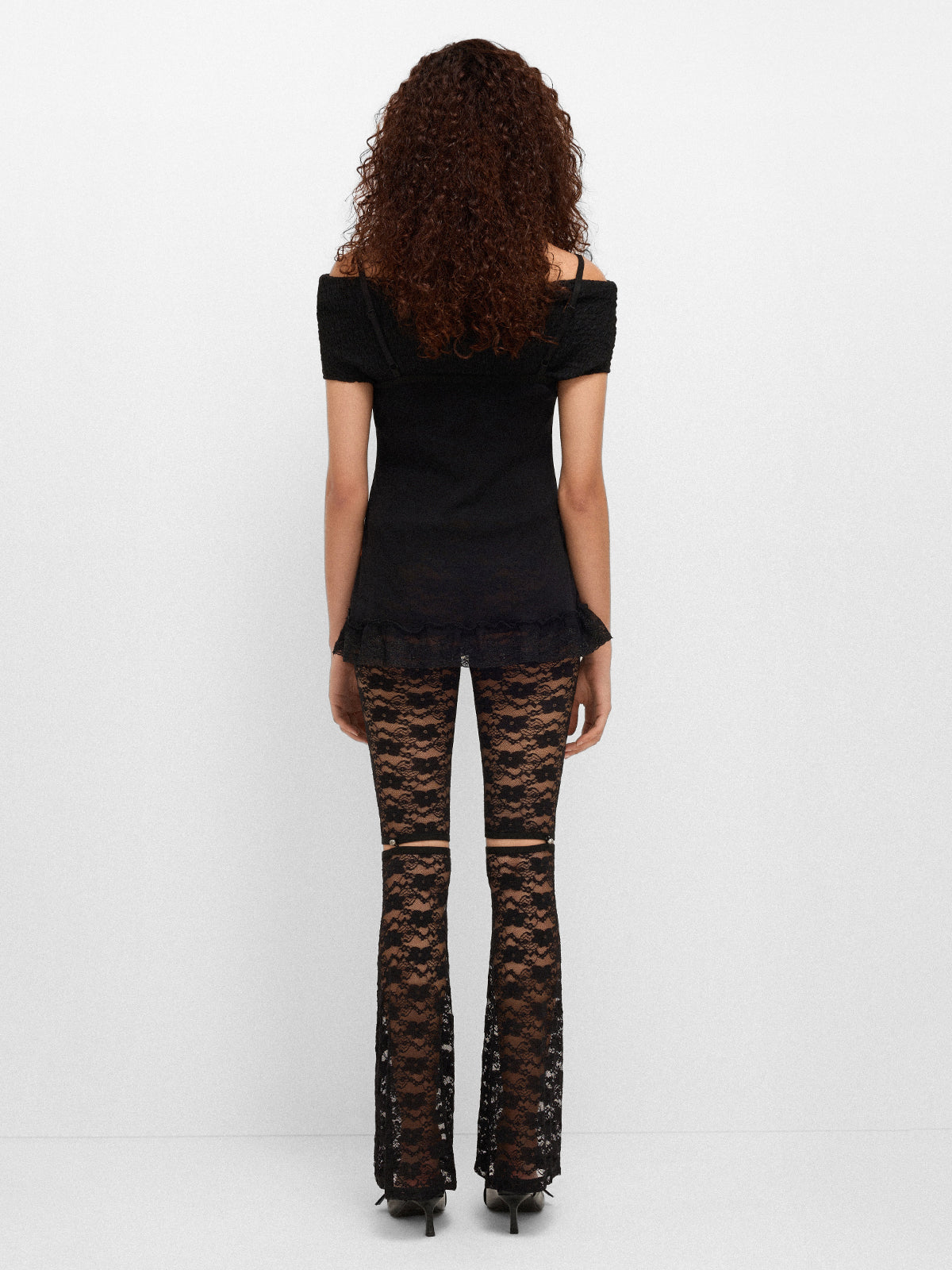 Split Lace Layer Legging – Night Black