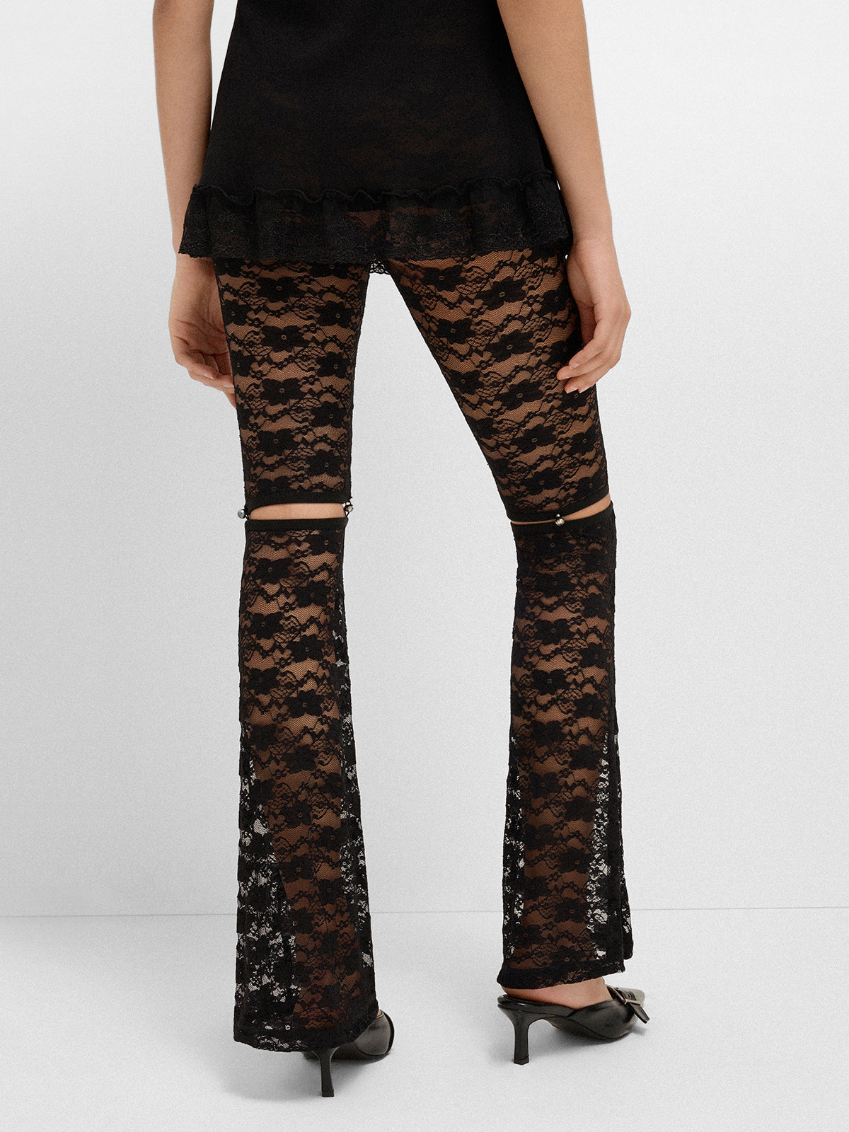 Split Lace Layer Legging – Night Black