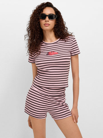 Wicked Apple Lounge Set Tee – Bubble Pink