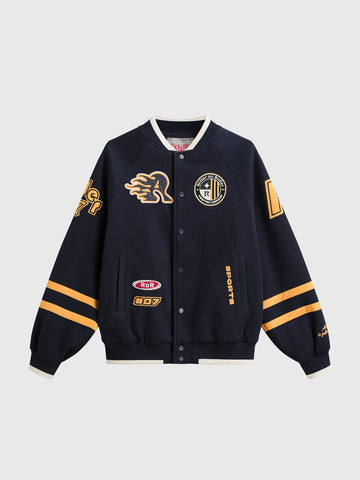 RoR Draft Varsity Jacket - Navy Yellow