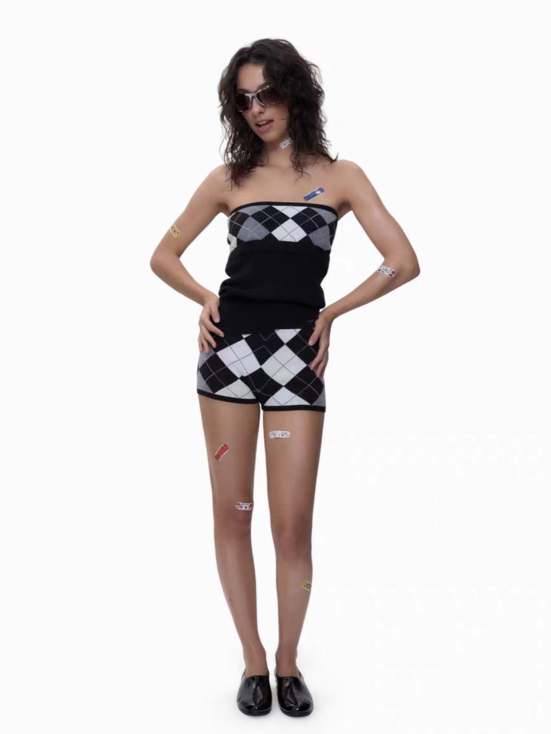 Diamond Fever Knit Two-Piece Set - Coal Black