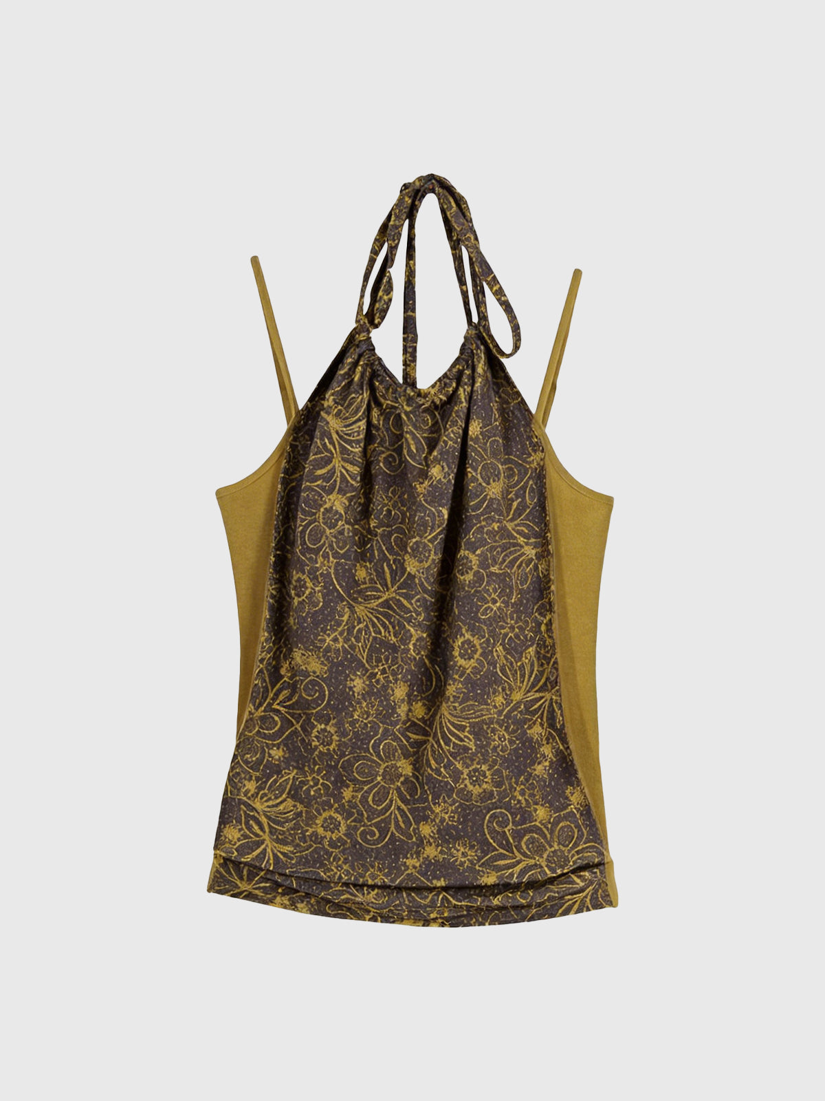 Golden Static Stripe Halter Tank - Honey Multi