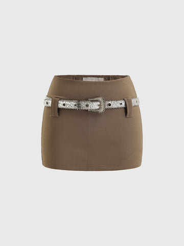 Start the Engine Mini Skirt – Dust Brown