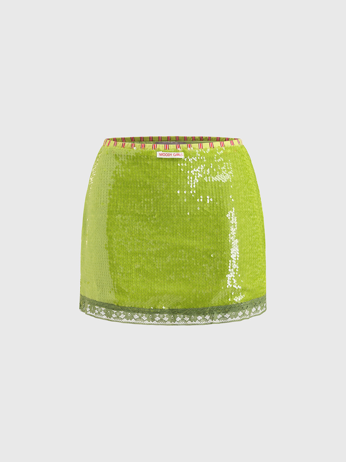 High Voltage Sequined Mini Skirt – Acid Green
