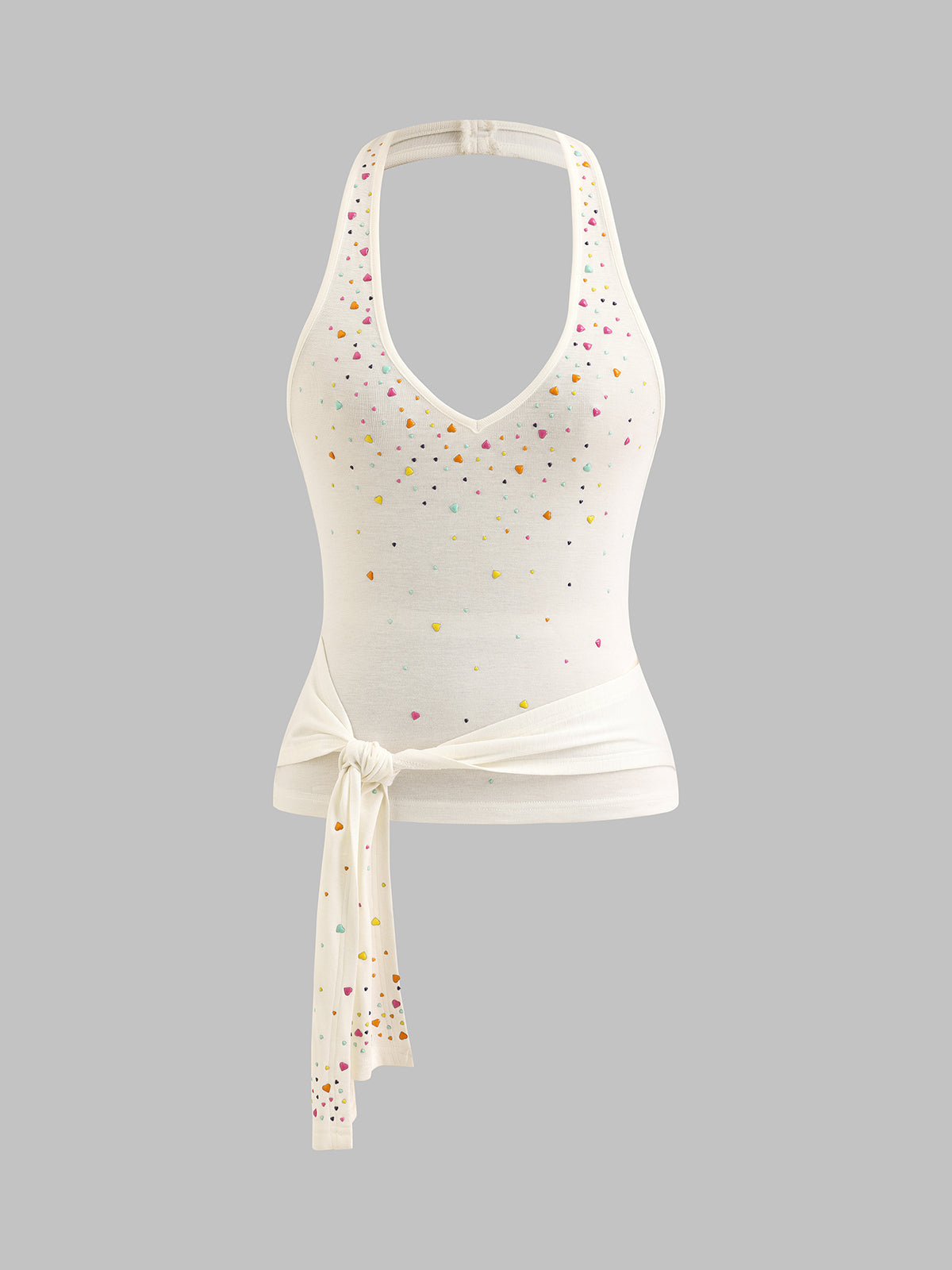 Neckline Tension Halter Tank – Rainbow White