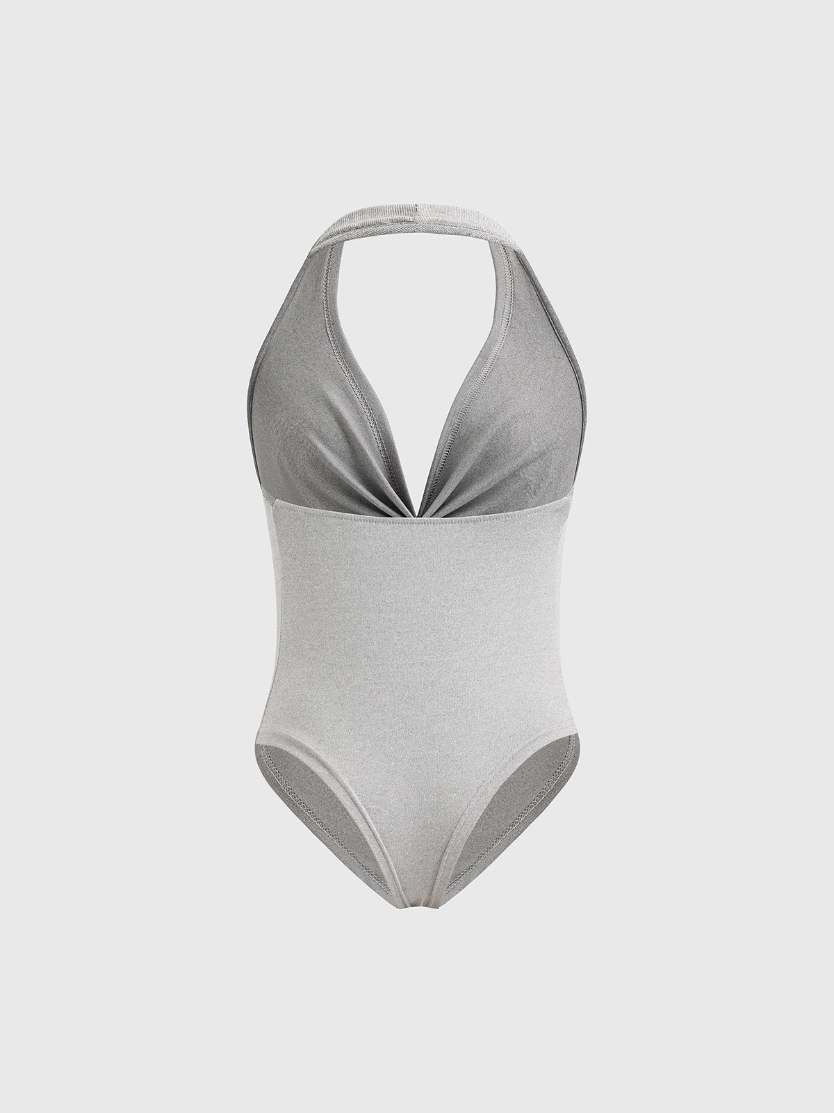 Crystal Tension Halter Bodysuit – Silver Grey
