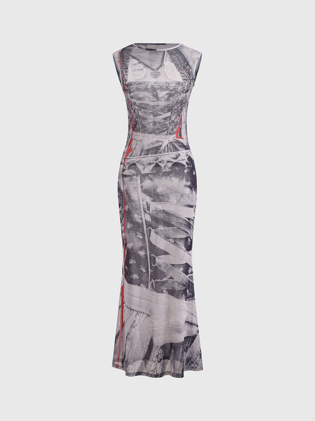 Transparent Rules Mesh Maxi Dress – Smoke Grey