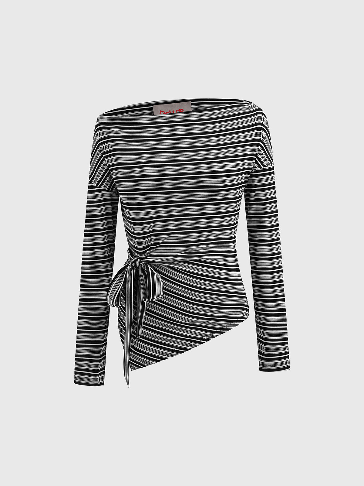 Side Control Stripe Sleeve Top – Charcoal Grey