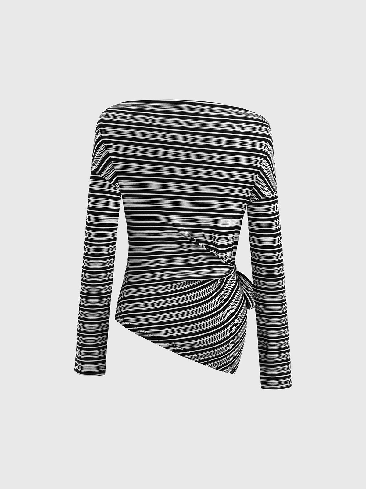Side Control Stripe Sleeve Top – Charcoal Grey