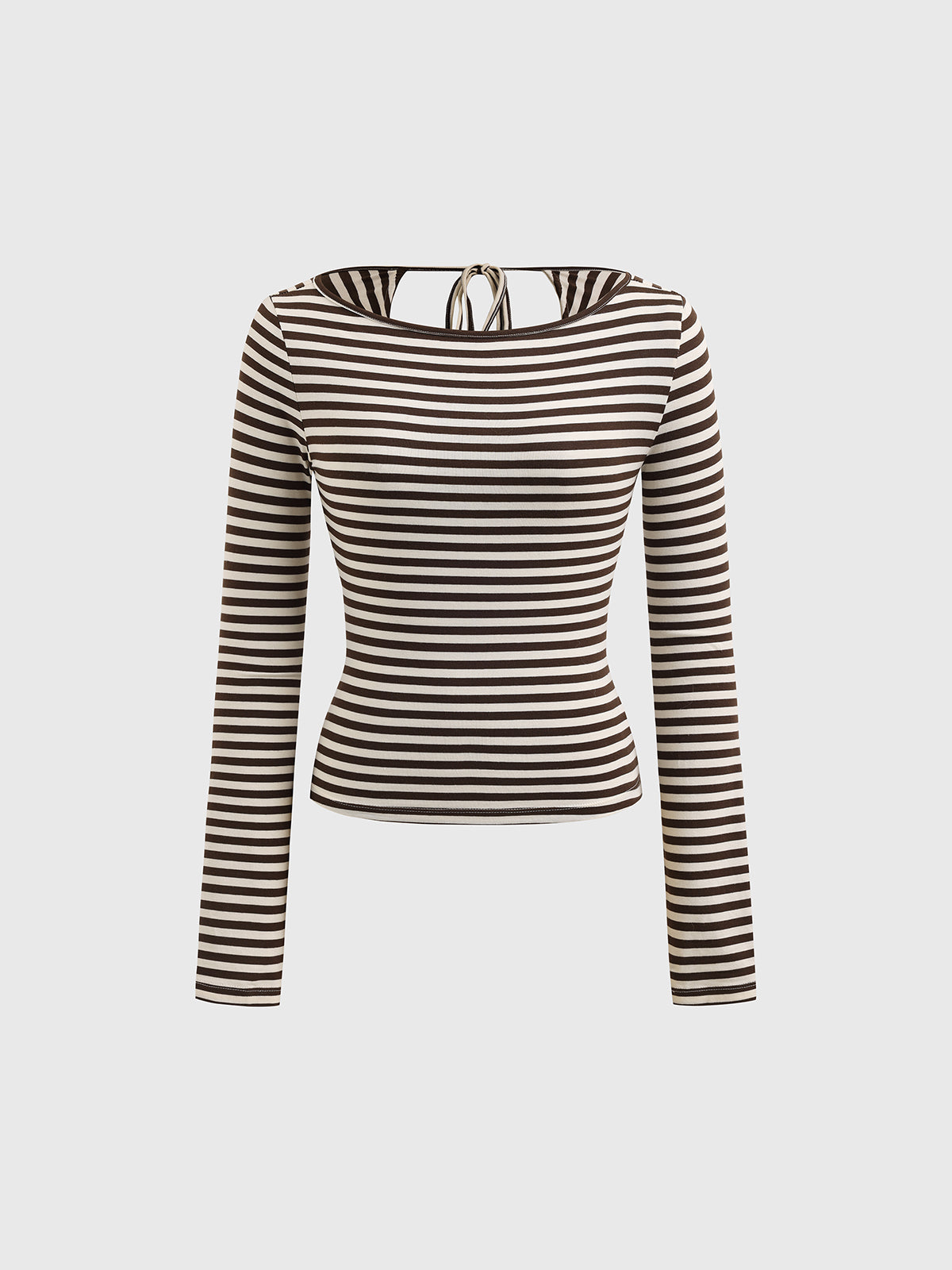 Fine Tension Open-back Stripe Top – Cream Mocha