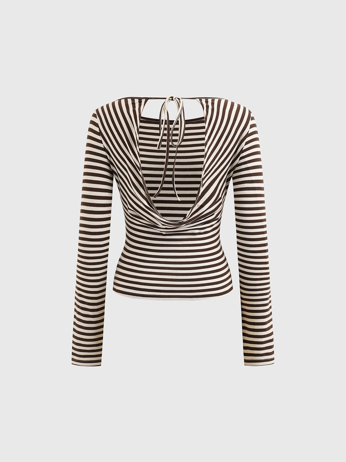 Fine Tension Open-back Stripe Top – Cream Mocha