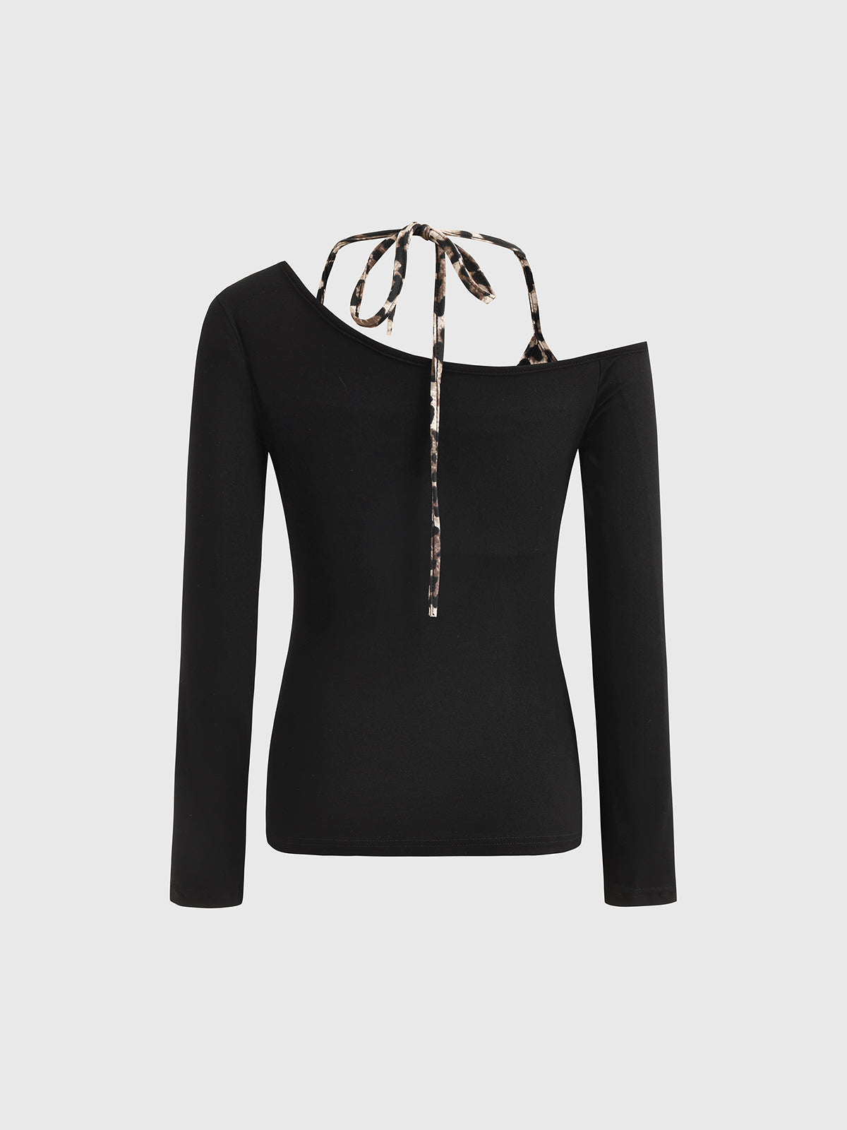 The hidden leopard Halter Grip Sleeve Top – Ink Black