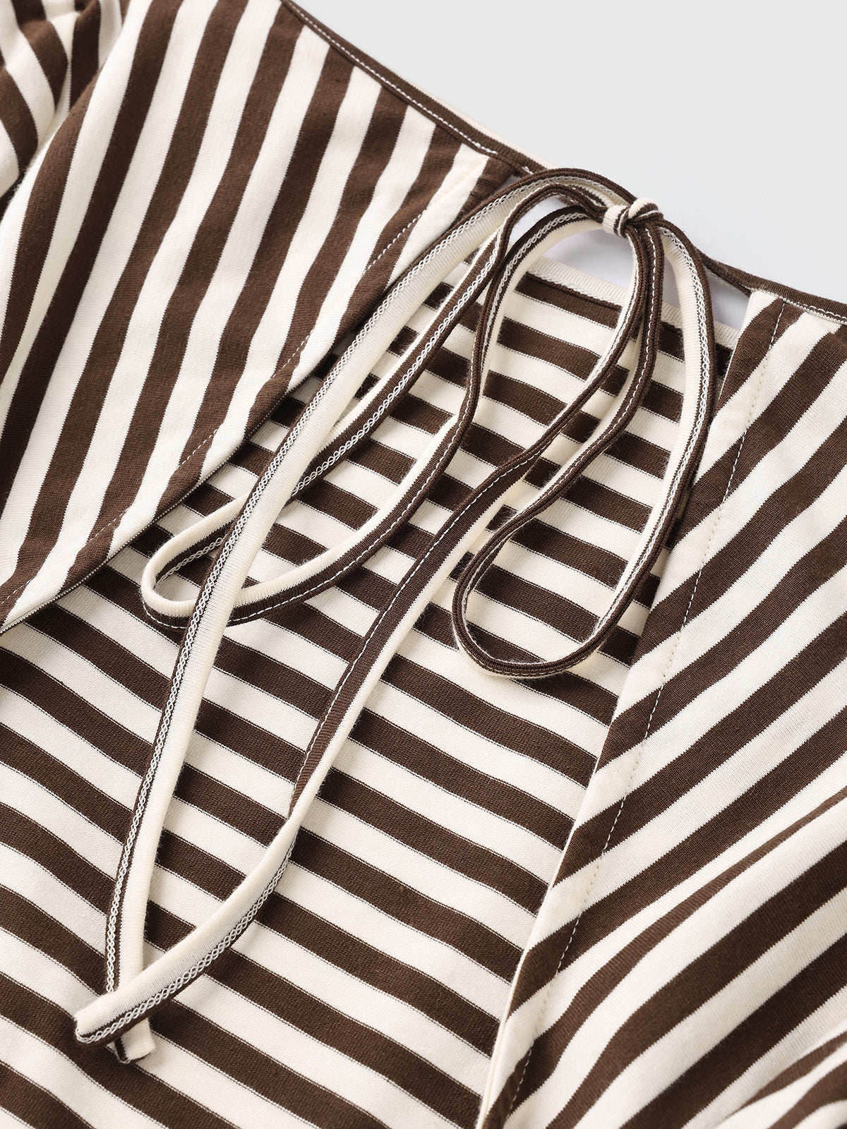 Fine Tension Open-back Stripe Top – Cream Mocha