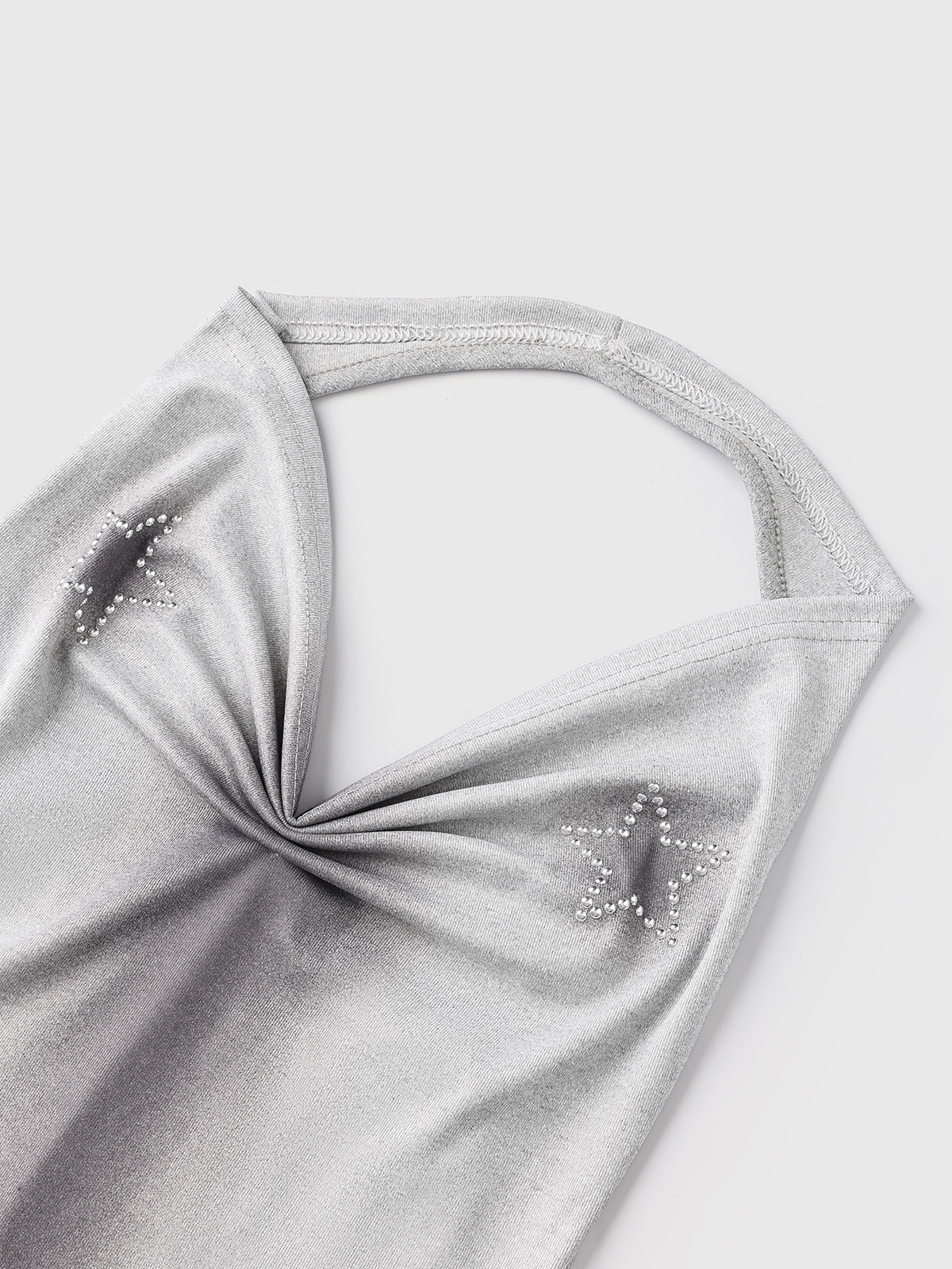 Crystal Tension Halter Bodysuit – Silver Grey