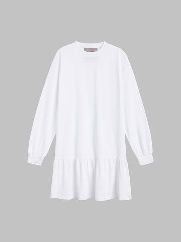 Pleat Study Graphic Dress - Chalk White