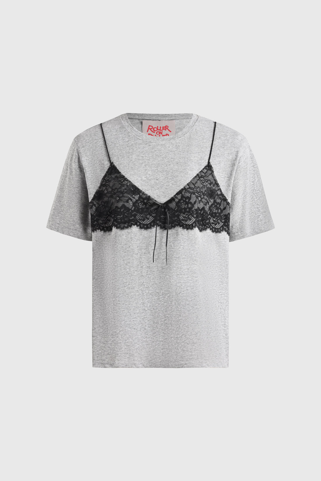 Brick Lane Layered-look Lace Cami T-Shirt - Grey