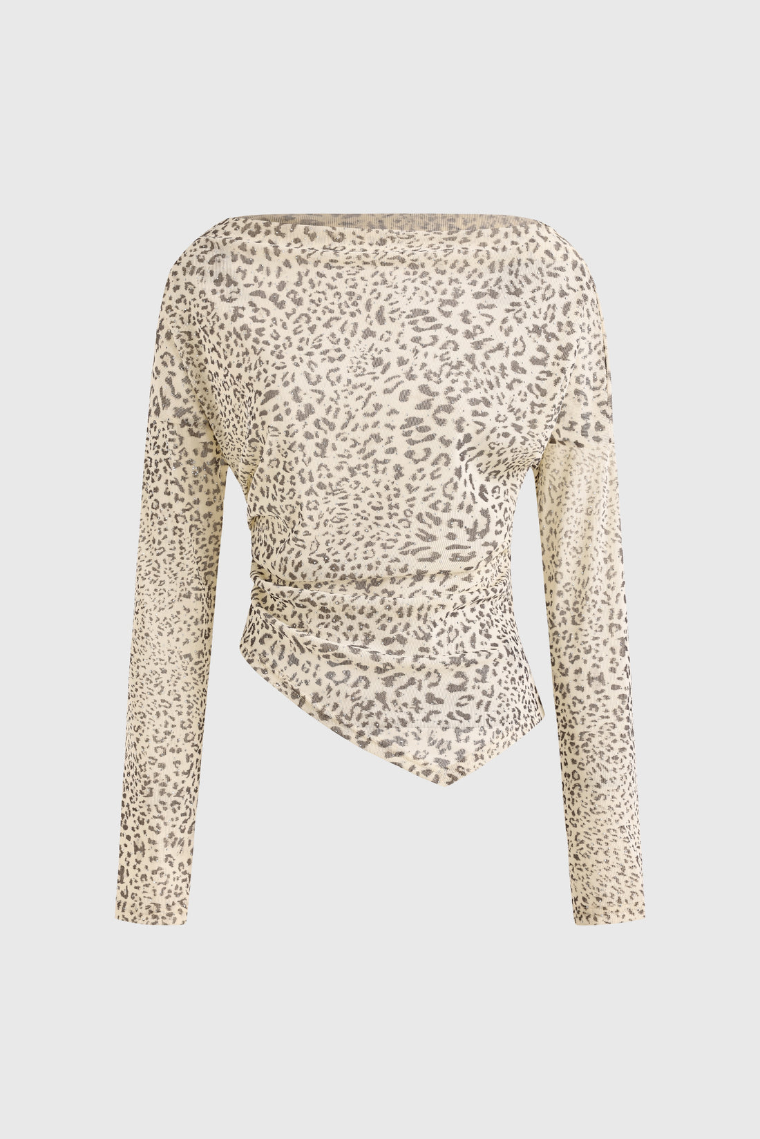 Brick Lane Asymmetric Rhinestone Leopard Top - Brown