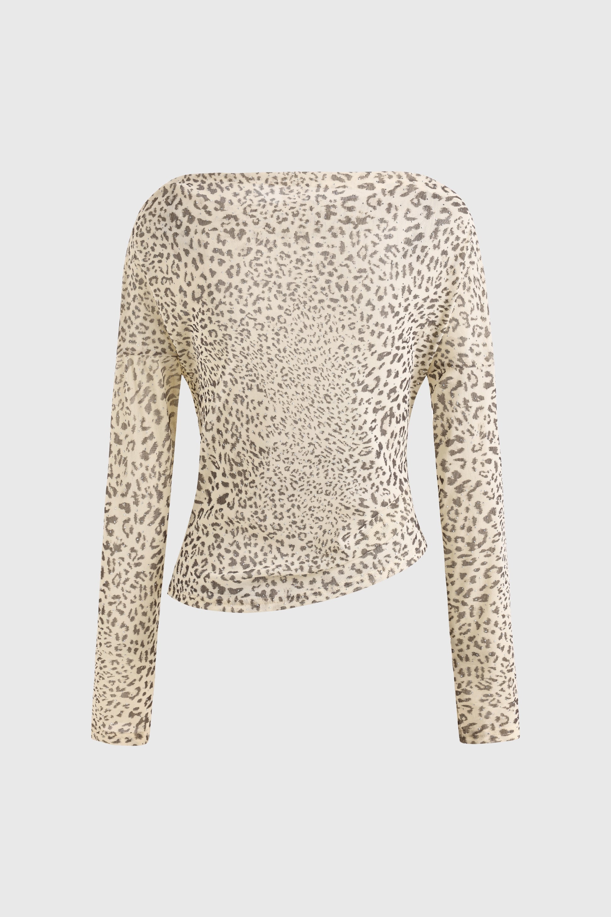 Brick Lane Asymmetric Rhinestone Leopard Top - Brown