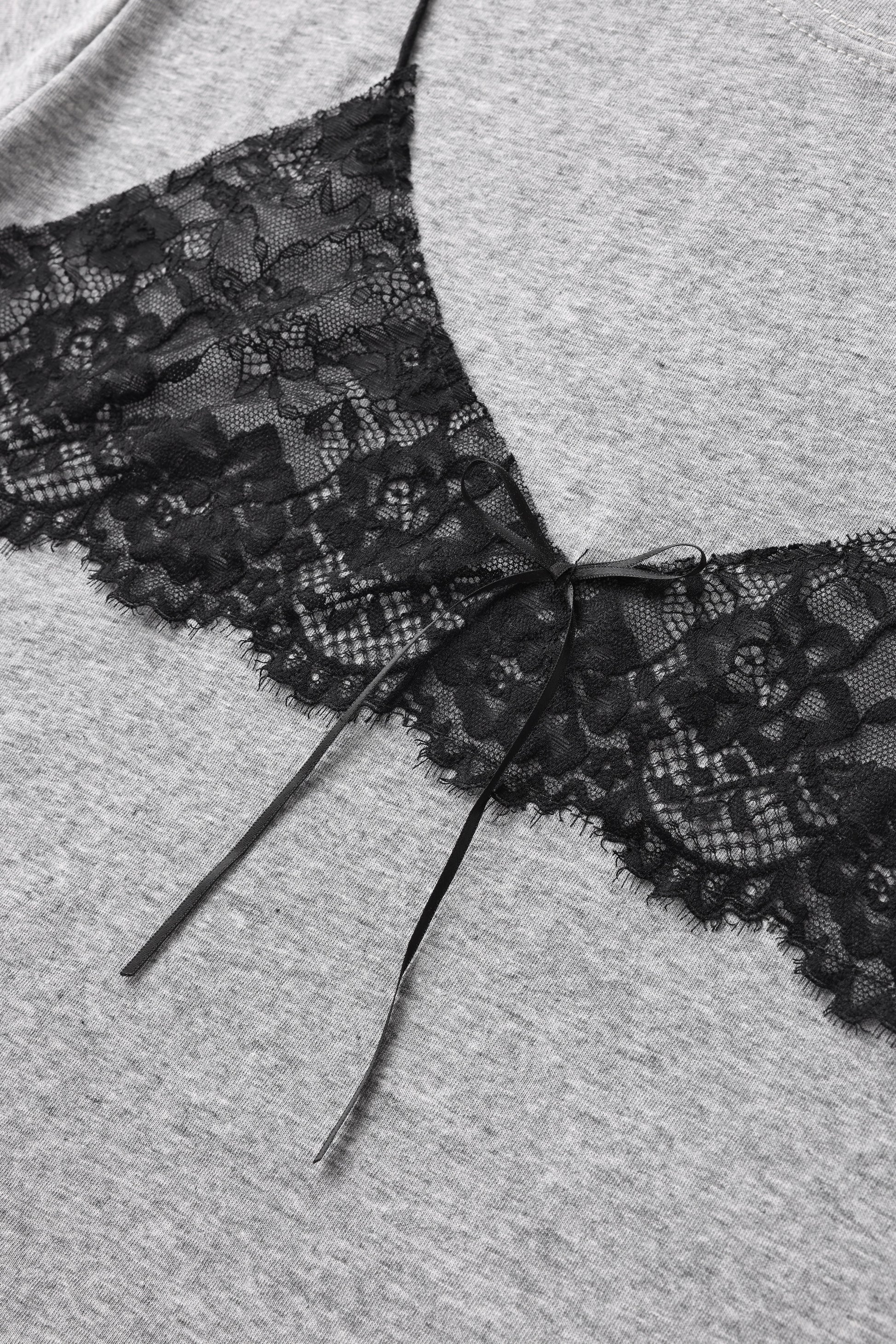 Brick Lane Layered-look Lace Cami T-Shirt - Grey