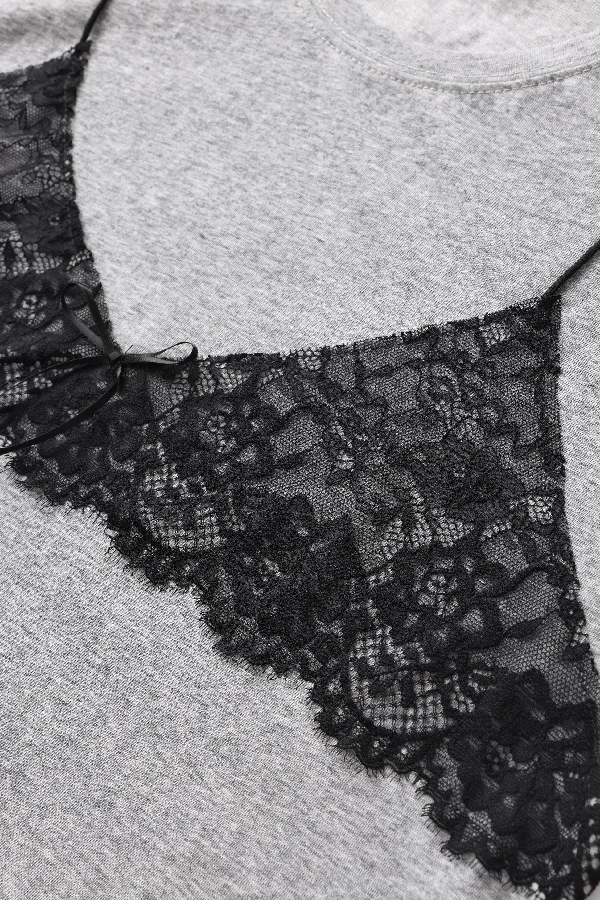 Brick Lane Layered-look Lace Cami T-Shirt - Grey