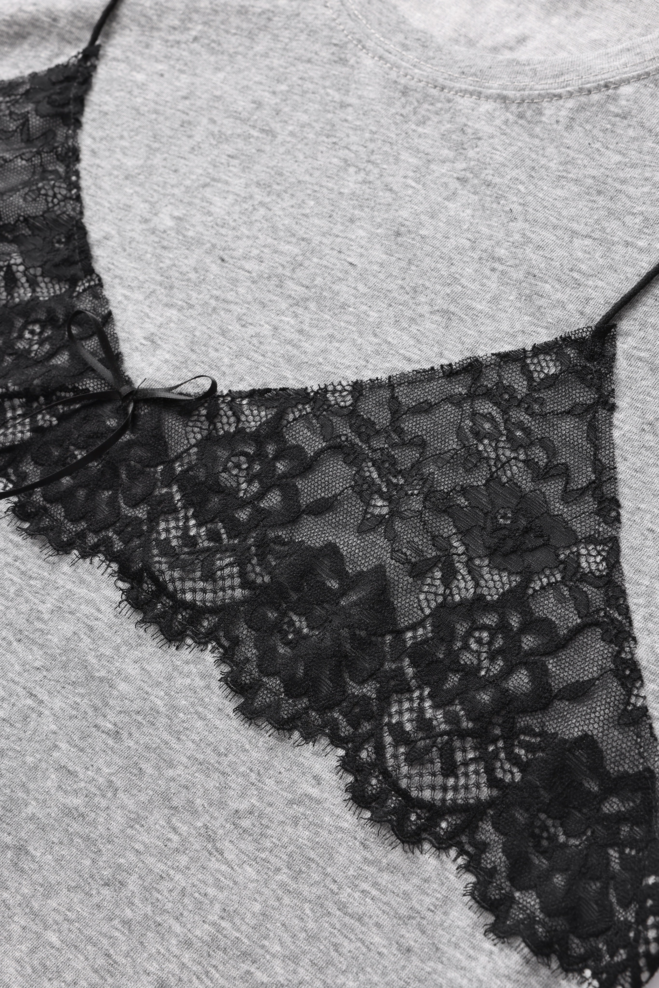 Brick Lane Layered-look Lace Cami T-Shirt - Grey