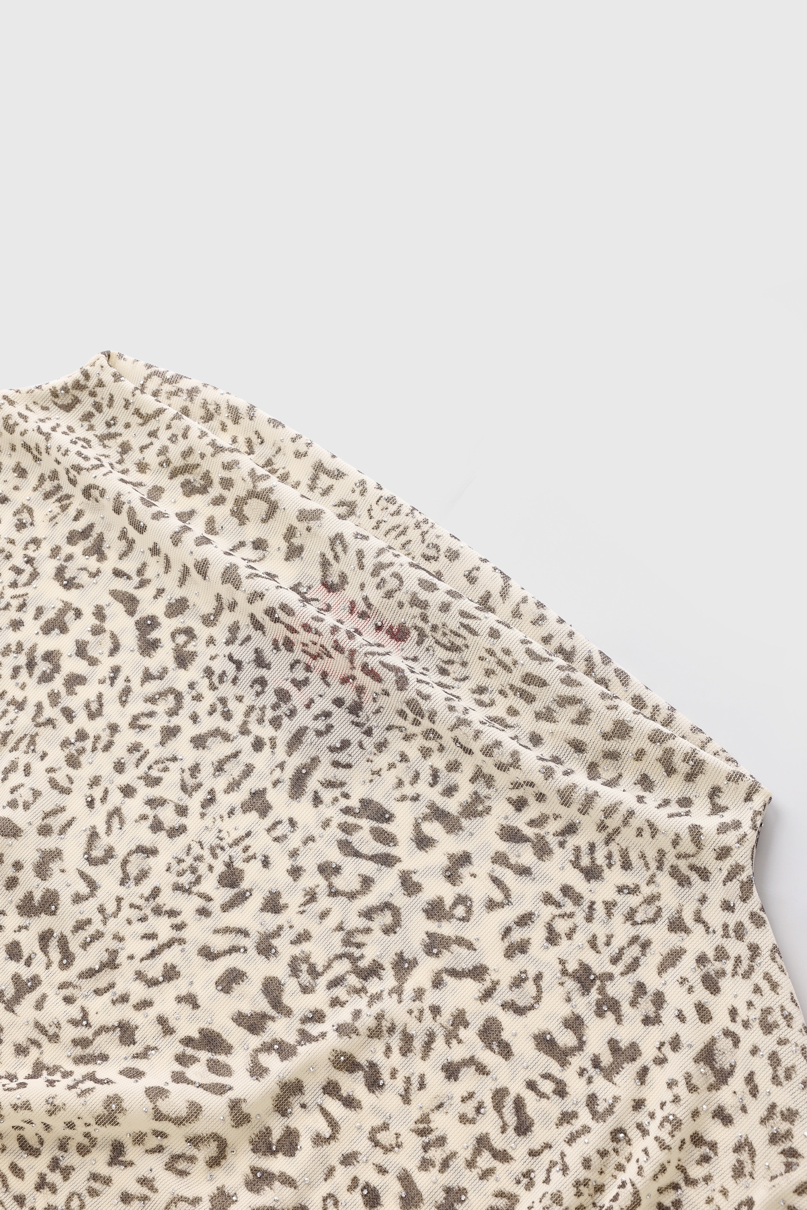 Brick Lane Asymmetric Rhinestone Leopard Top - Brown