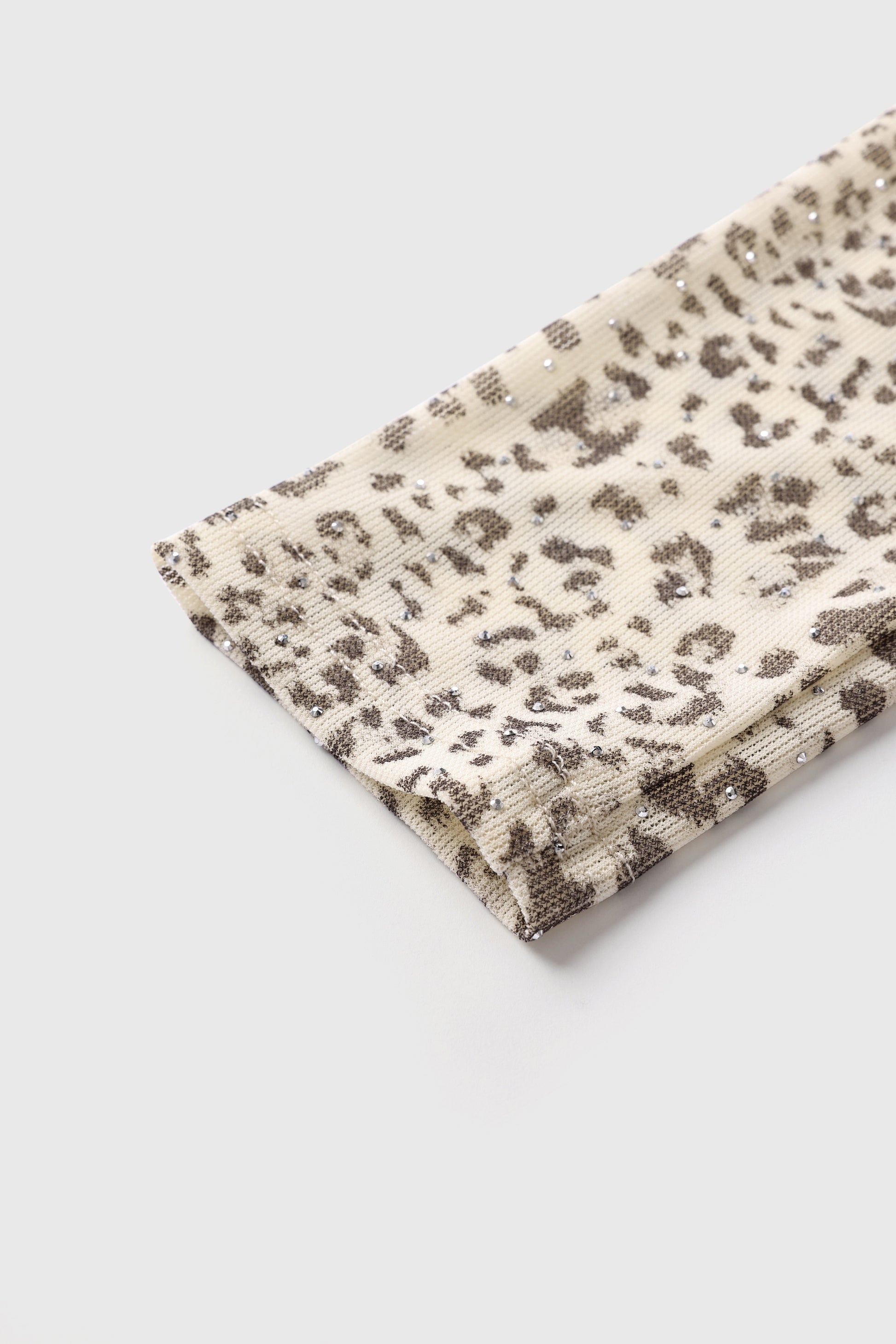 Brick Lane Asymmetric Rhinestone Leopard Top - Brown
