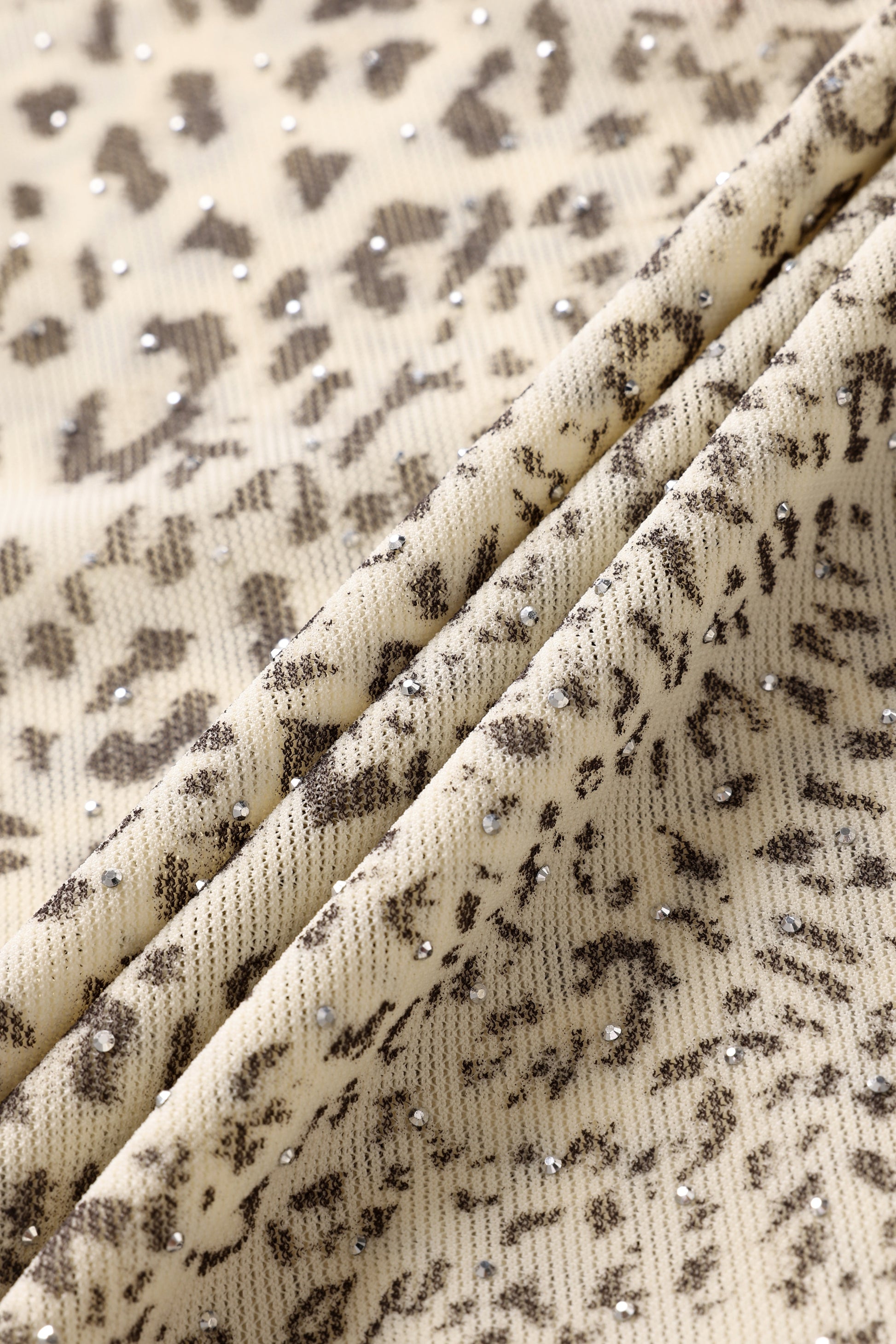 Brick Lane Asymmetric Rhinestone Leopard Top - Brown