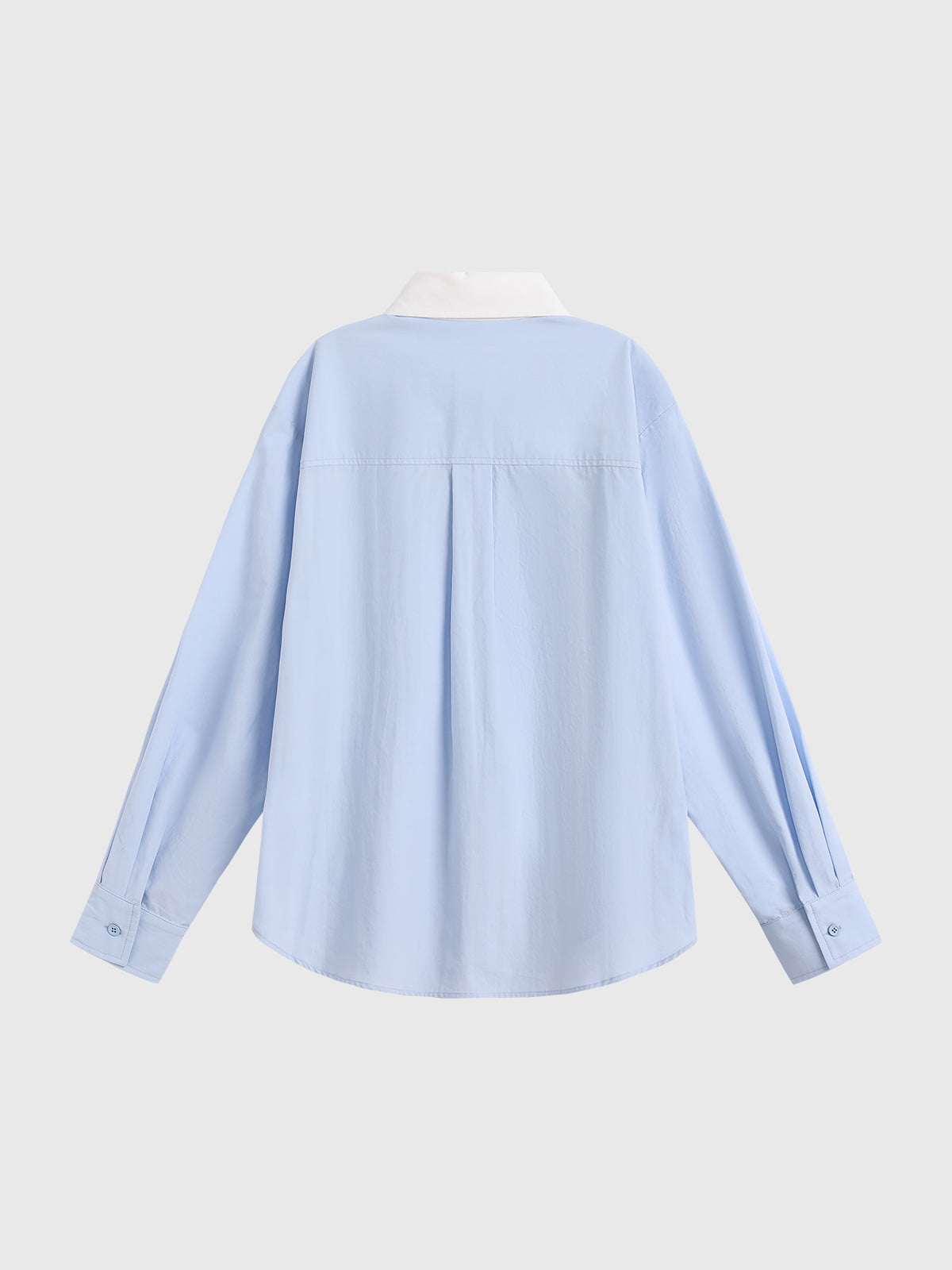 Dolled Office Baggy Stripe Contrast Collar Shirt - Blue/White