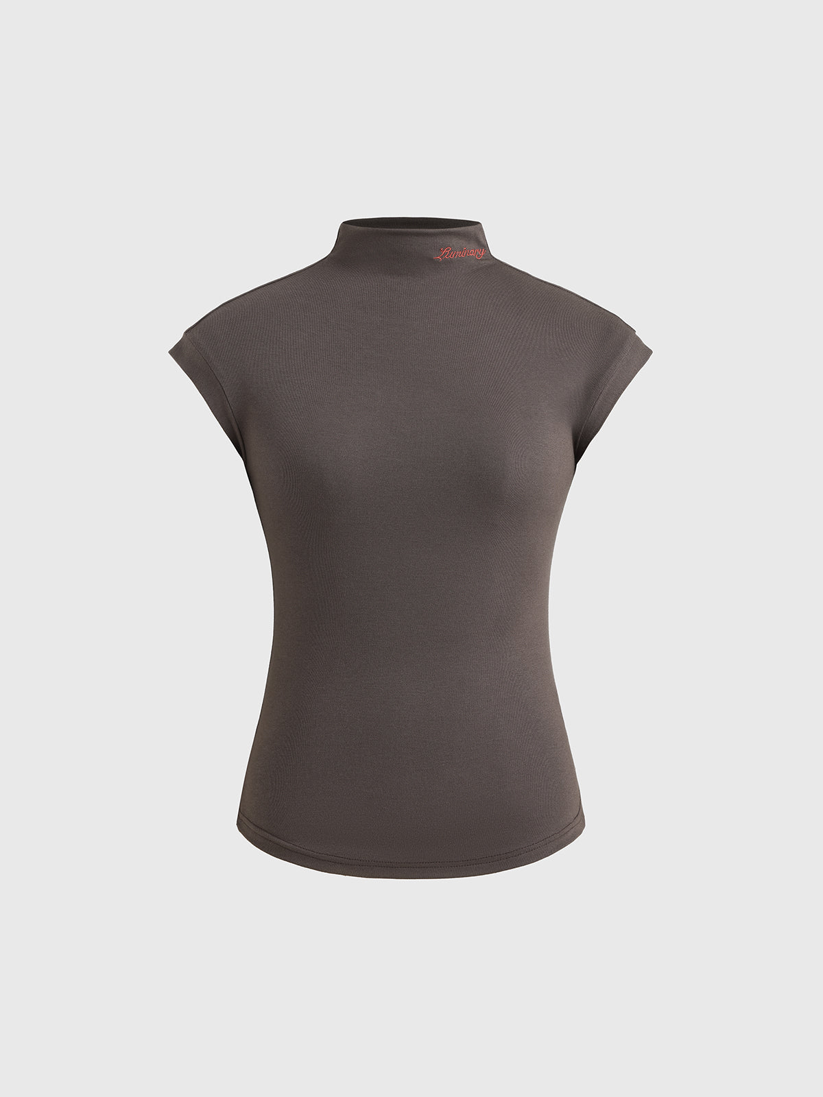 Brick Lane Skimming Draped High Neck Sleeveless Top - Coffee