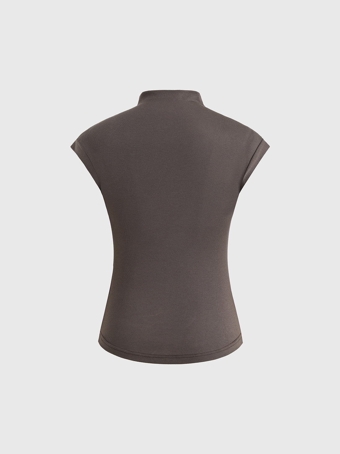 Brick Lane Skimming Draped High Neck Sleeveless Top - Coffee