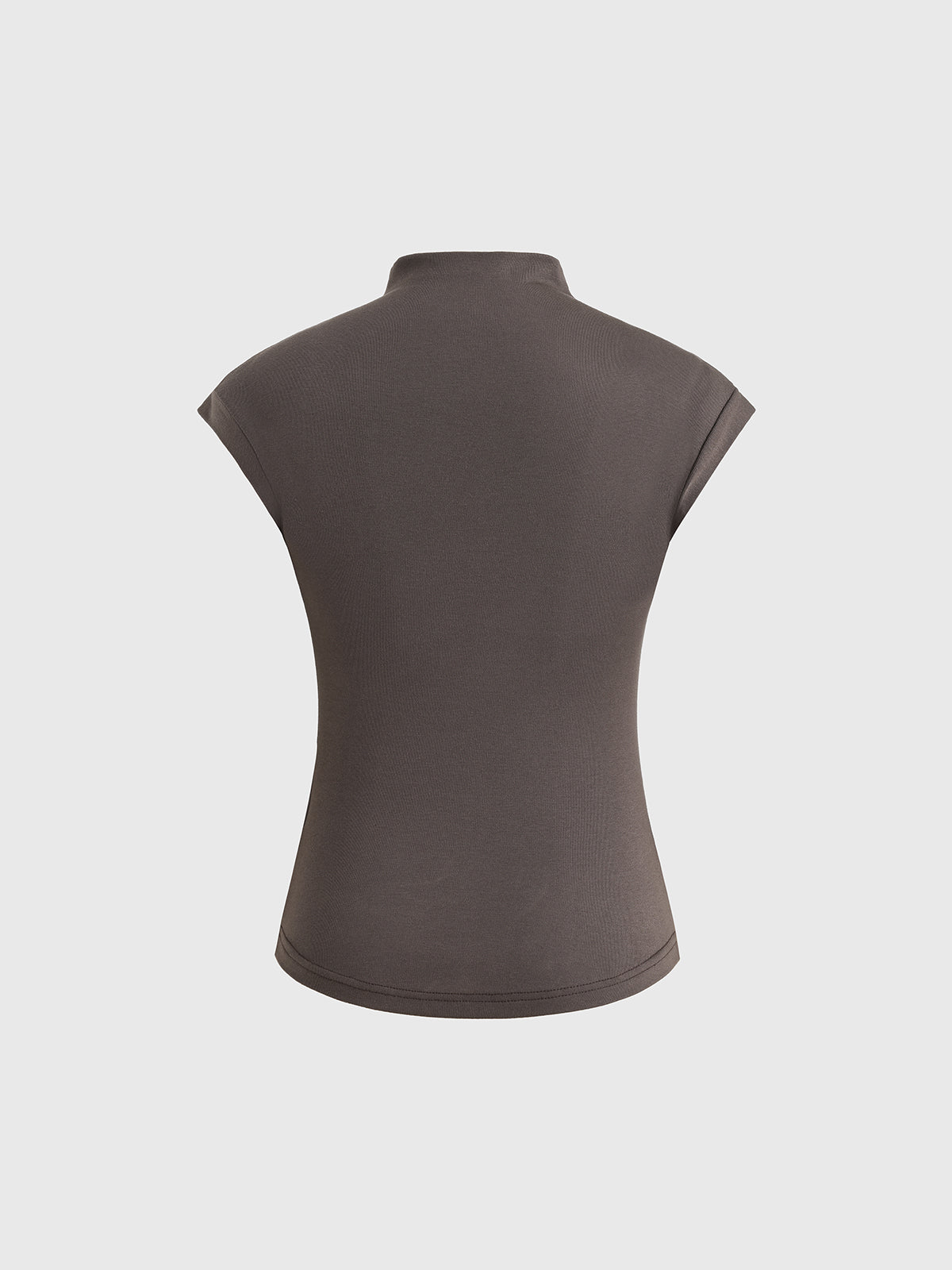 Brick Lane Skimming Draped High Neck Sleeveless Top - Coffee