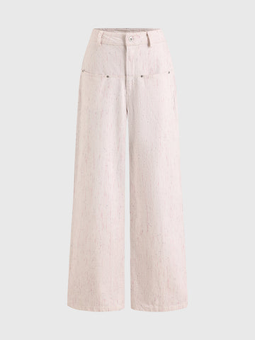 Dolled Office High-waisted Straight Relaxed Pants - Pink