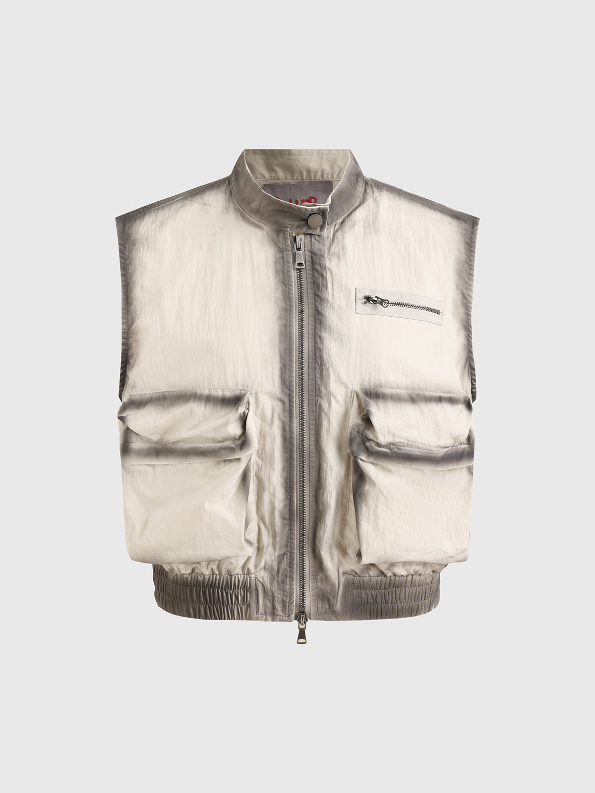 Brick Lane Baggy Contrast Color Utility Vest - Apricot