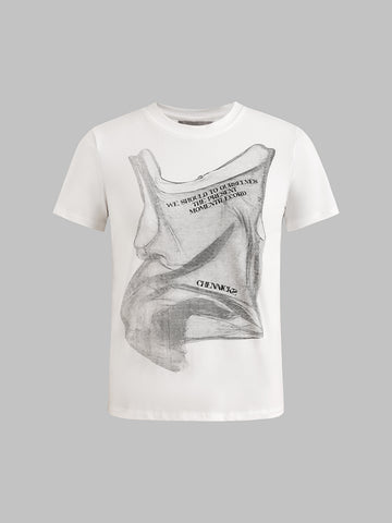 Brick Lane Baggy Illustration Graphic Tee - White