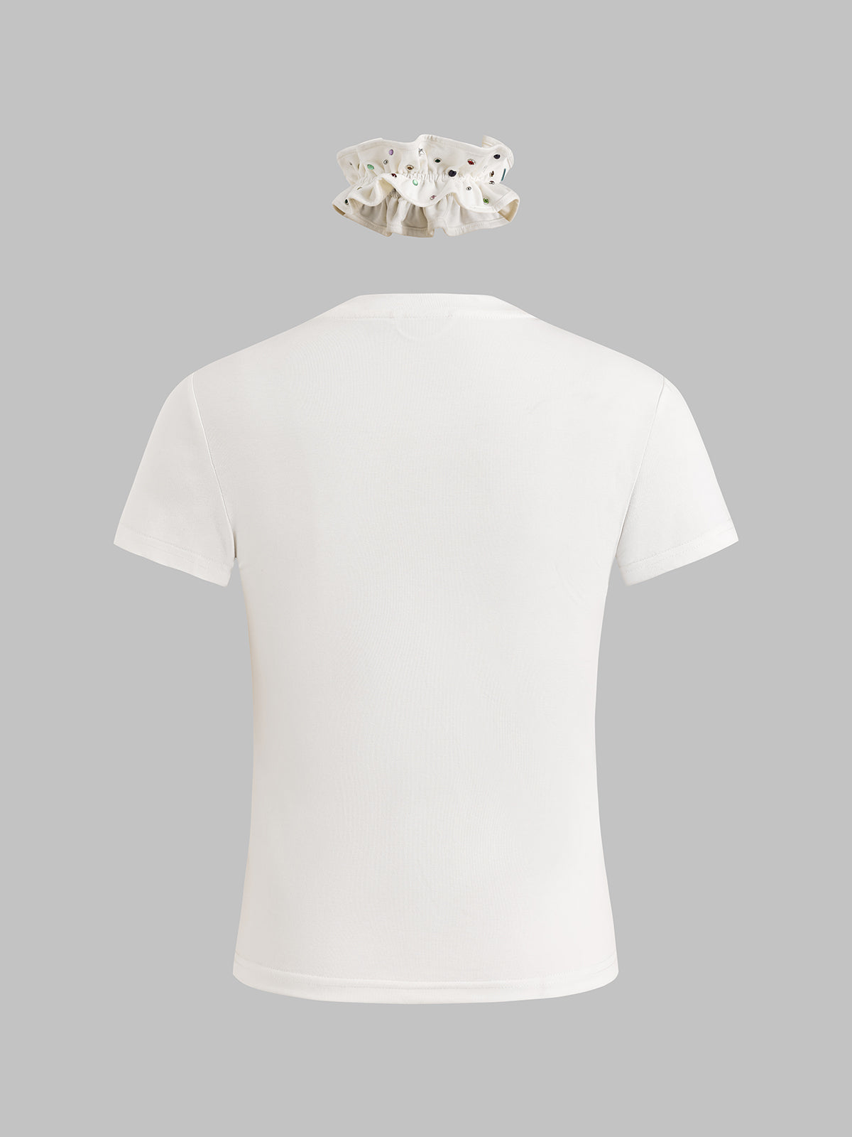 Brick Lane Skimming Rhinestone Heart Graphic Tee - White