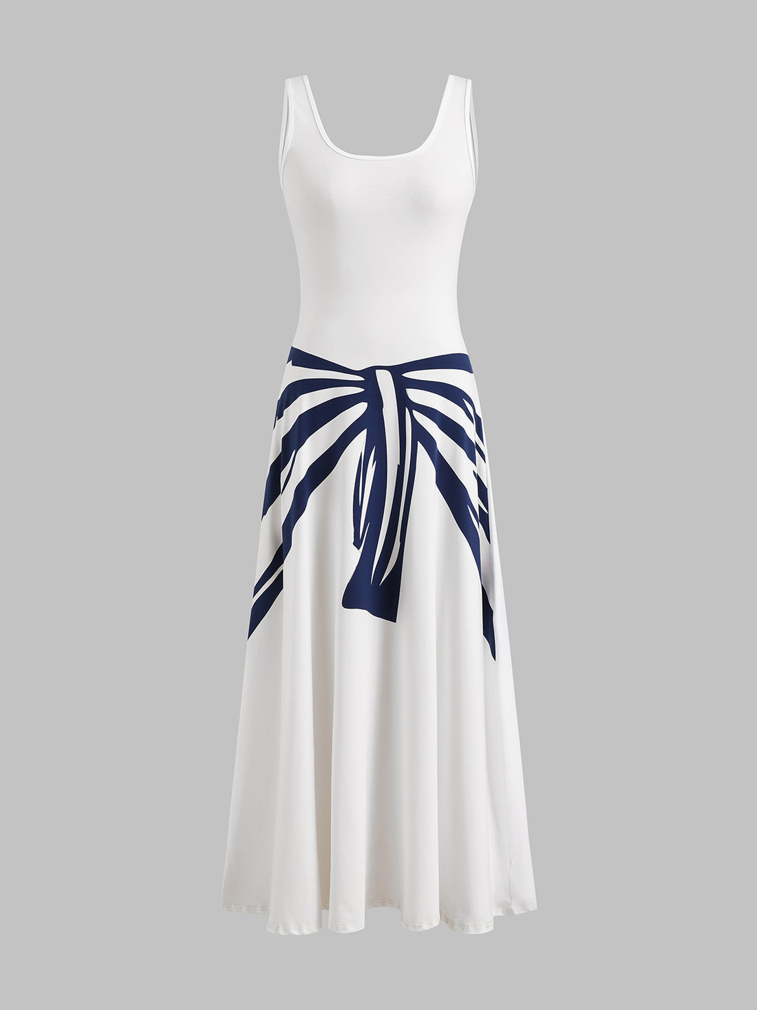 Brick Lane Bow Graphic Print Layered-look Maxi Dress - White